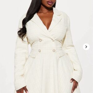Elegant Cream Double-Breasted Coat Dress
